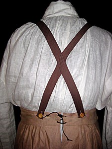 View of back showing trouser lacing